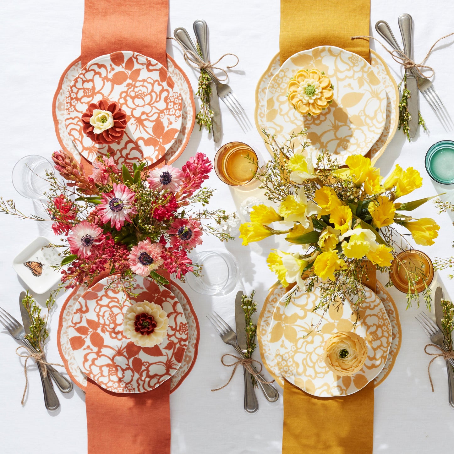 Assiettes décoratives safran Butterfly Meadow Cottage - Lot de 4