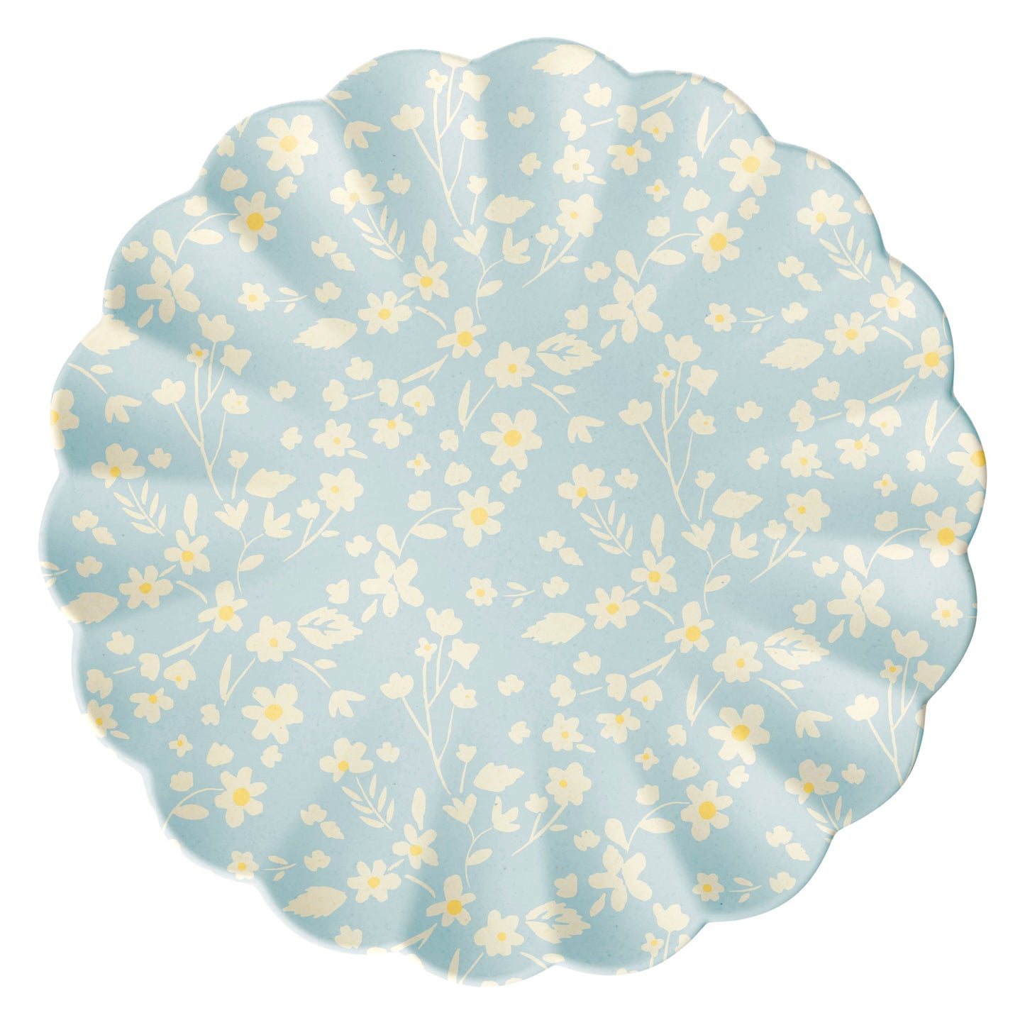 Grandes assiettes réutilisables en bambou à motif floral, lot de 6