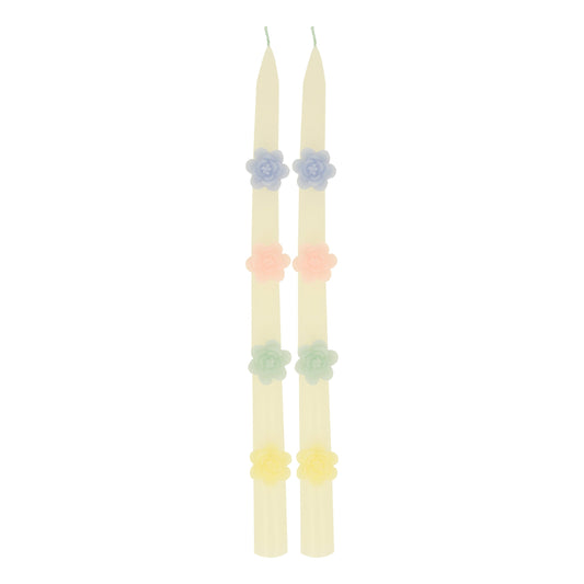 Bougies coniques à fleurs pastel