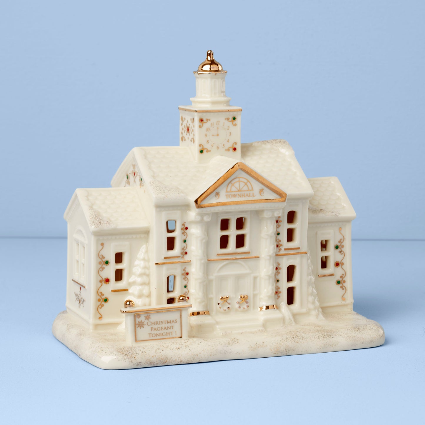 Figurine éclairée de l'hôtel de ville de Mistletoe Park