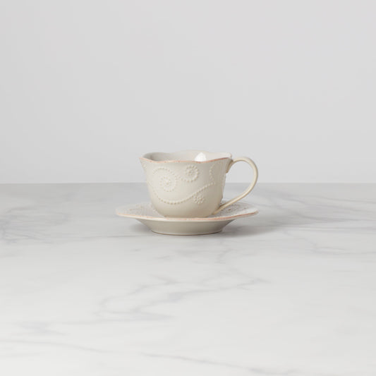 Tasse et soucoupe blanches French Perle
