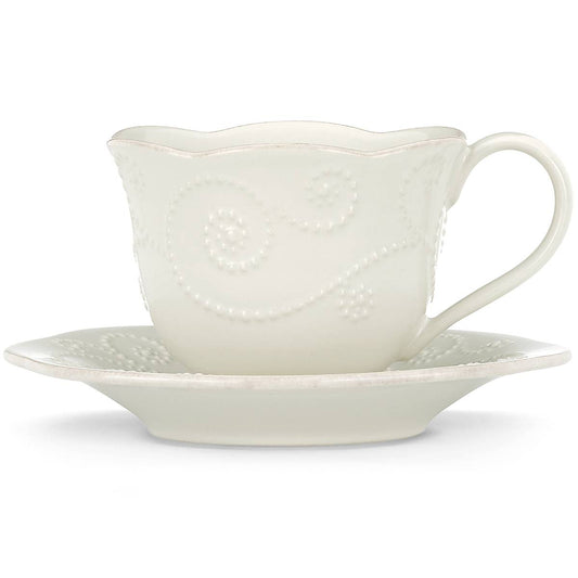 Tasse et soucoupe blanches French Perle