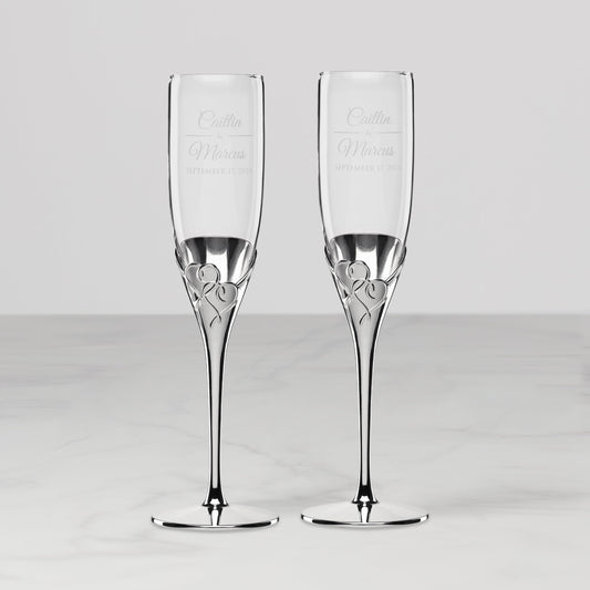 Ensemble de flûtes à champagne personnalisées True Love, 2 pièces