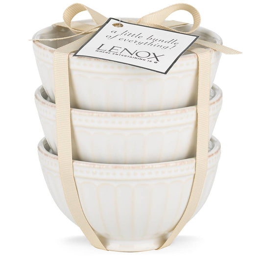 Ensemble de 3 mini-bols blancs French Perle Groove