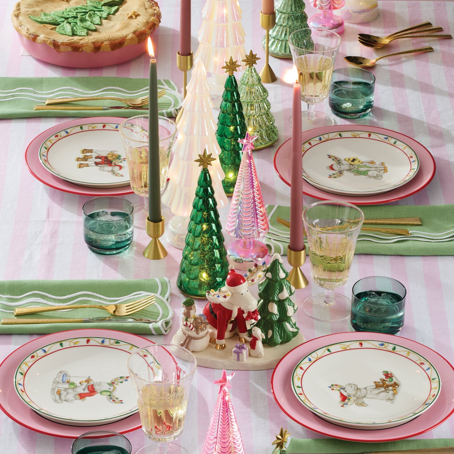 Assiettes plates Make It Pop - Lot de 4 - Rose/Bleu