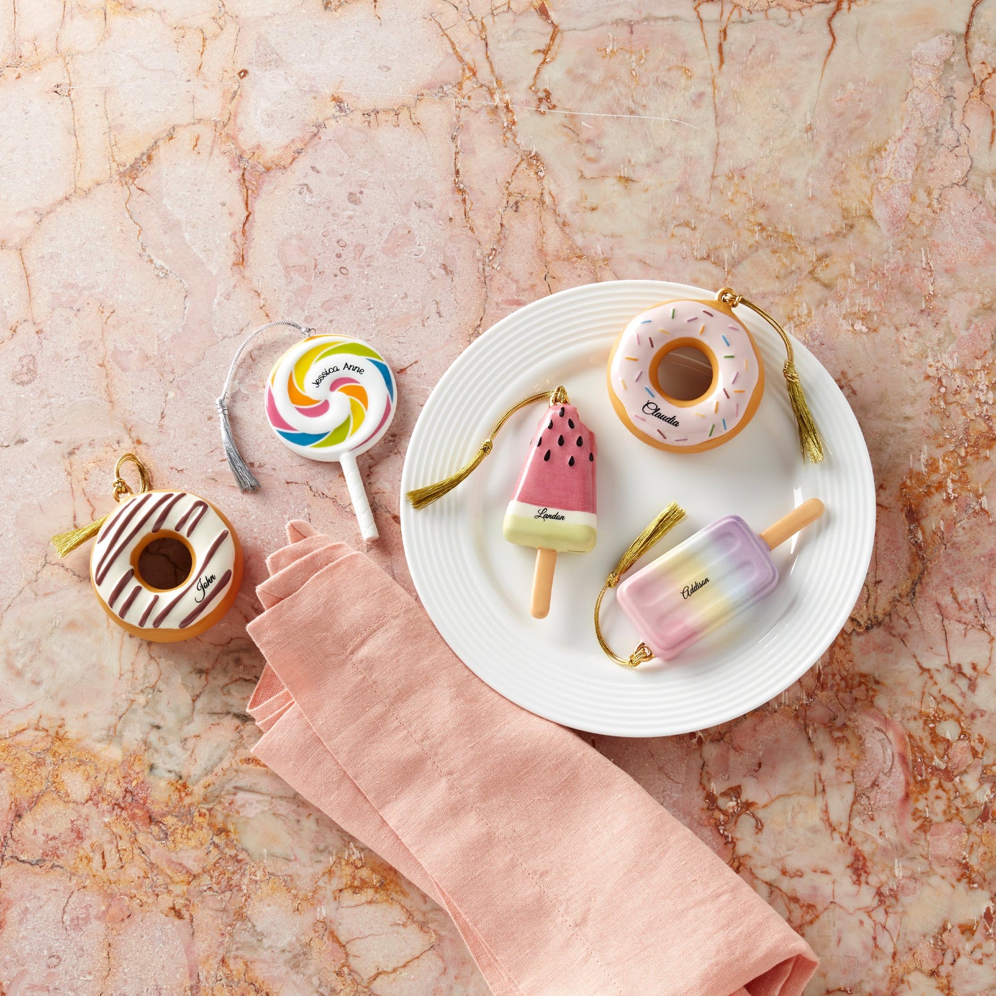 Ensemble de 2 décorations de beignet personnalisées