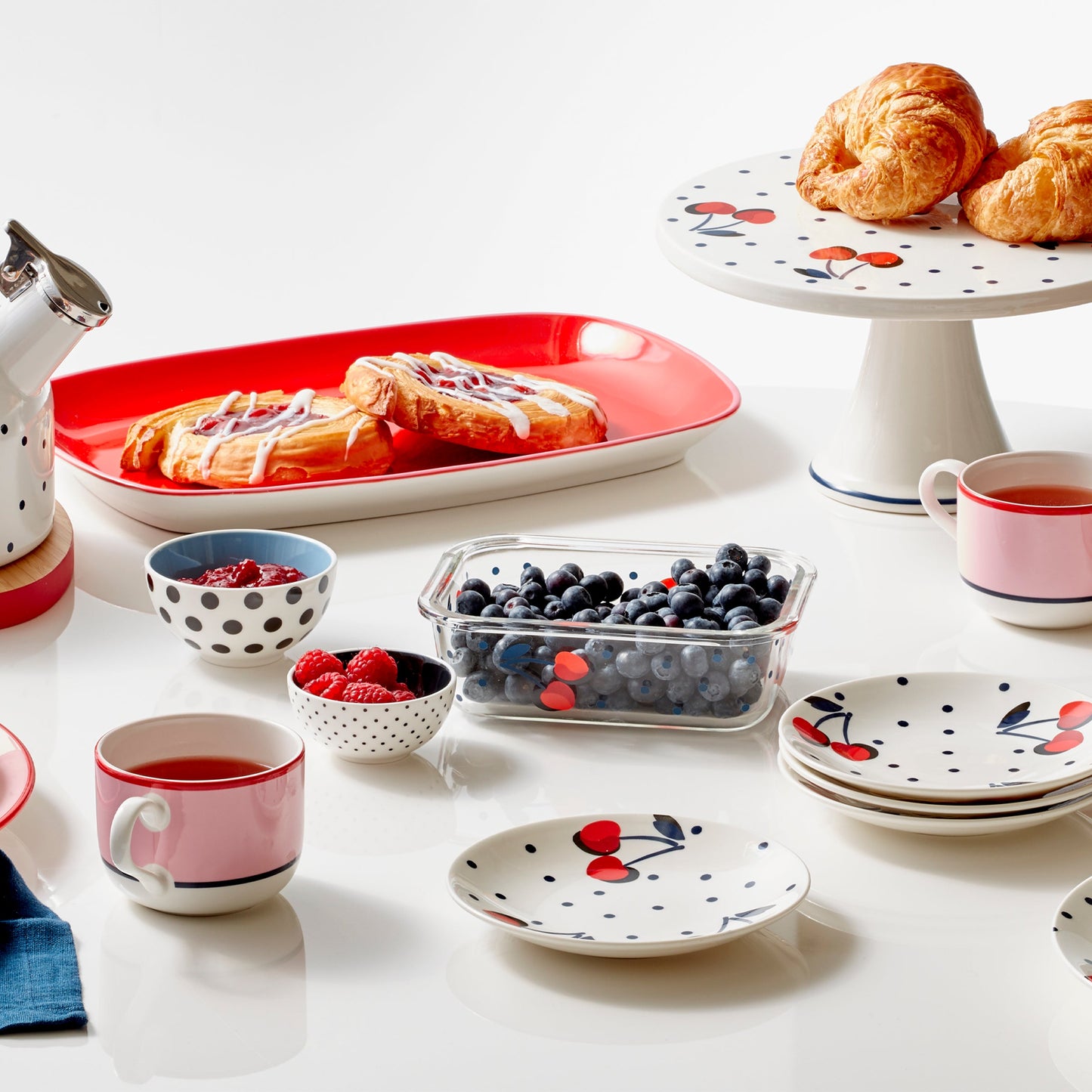 Ensemble de rangement rectangulaire vintage Cherry Dot 2 pièces