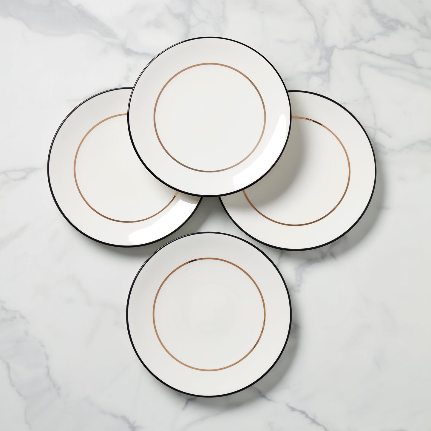 Assiettes plates Make It Pop - Lot de 4 - Noir/Or