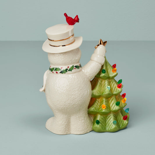 Figurine éclairée de bonhomme de neige Happy Holly Days