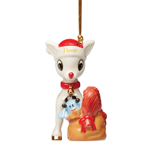 Décoration personnalisée Rudolph livrant des jouets