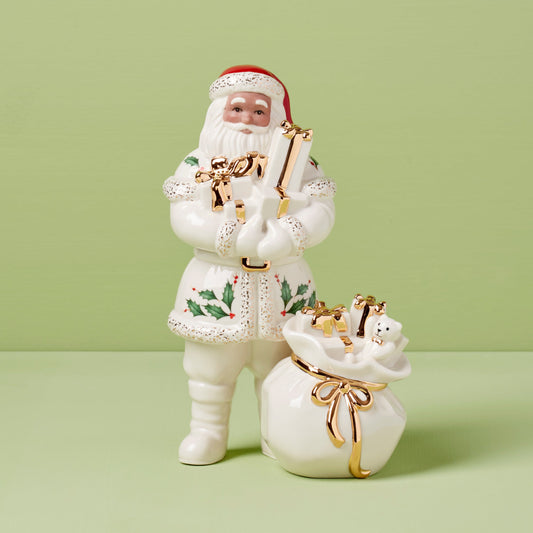 Père Noël afro-américain 2024 avec un cadeau