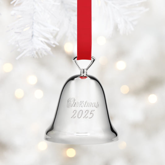 Cloche de Noël annuelle en métal argenté 2025