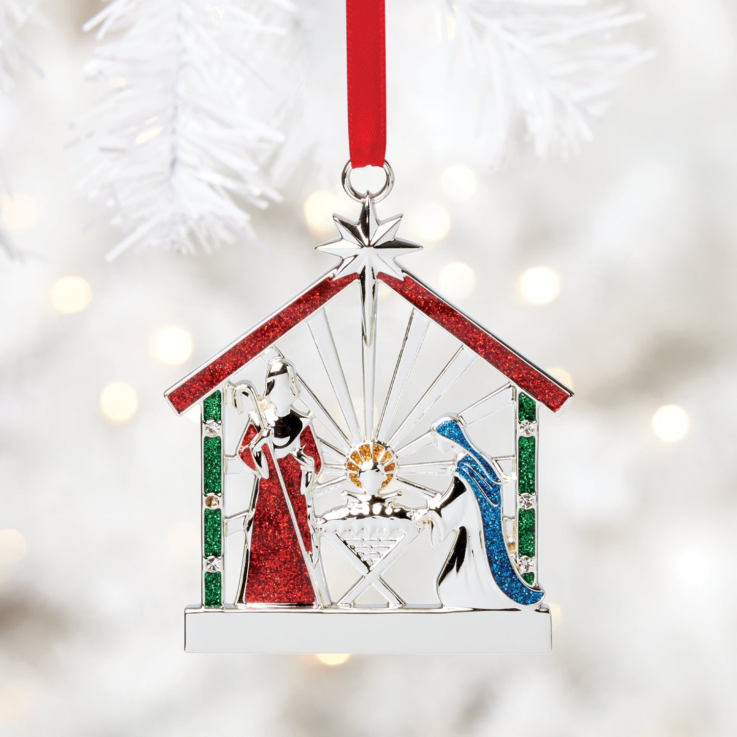 Ornement de la Nativité en plaqué argent