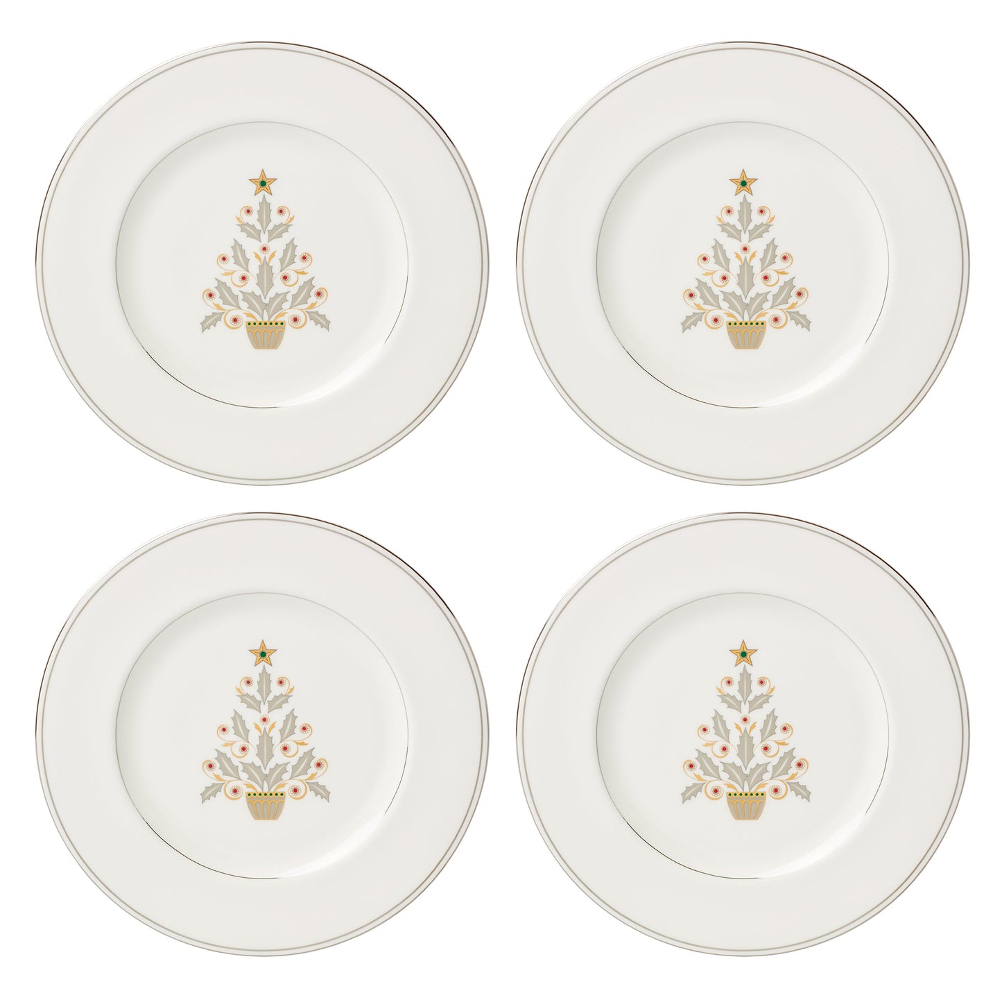 Assiettes décoratives Federal Platinum Tree - Lot de 4