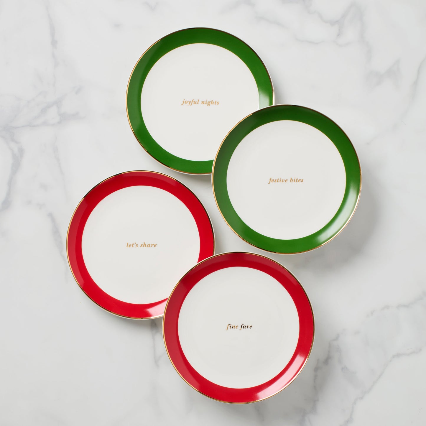 Assiettes décoratives à rebord Evergreen - Lot de 4