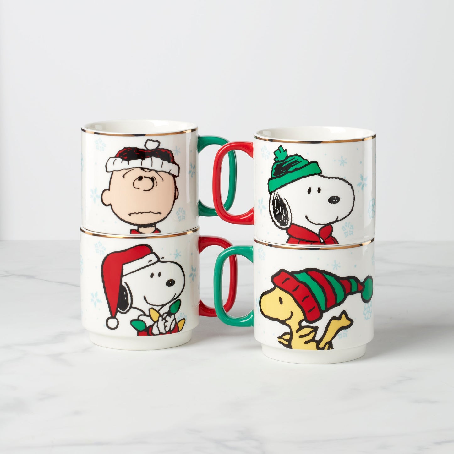 Tasses empilables Snoopy de Noël - Lot de 4