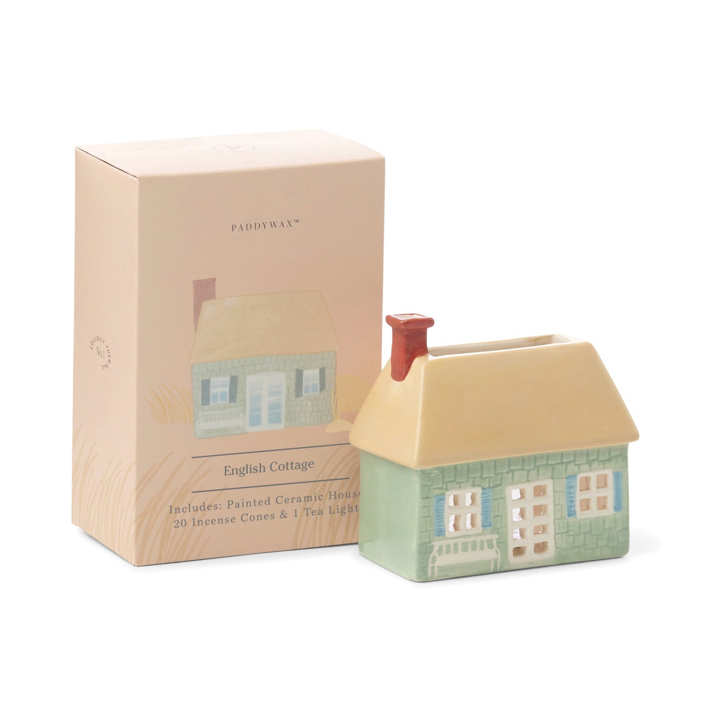 Maison d'encens avec bougie chauffe-plat + 20 cônes, English Cottage