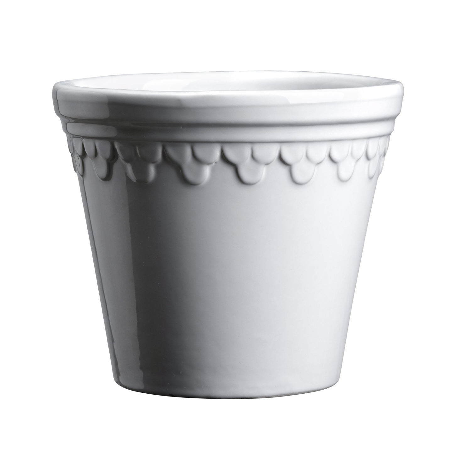 Pot minéral émaillé blanc de 16 cm avec soucoupe Kobenhavner