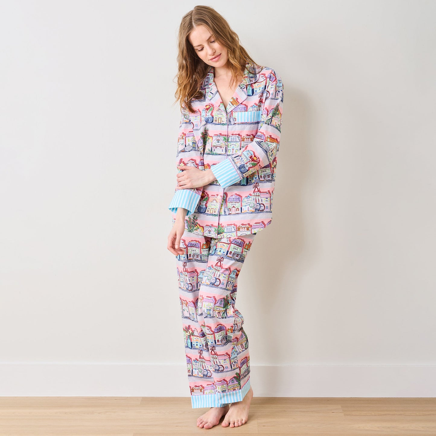 Ensemble pyjama long rose Lenox Spice Village x Printfresh Kitchen
