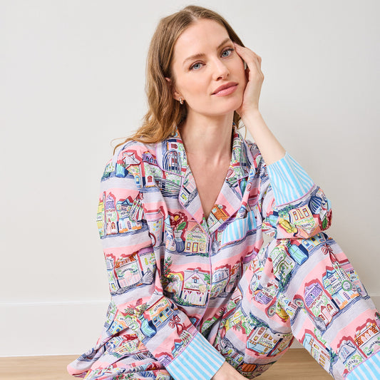 Ensemble pyjama long rose Lenox Spice Village x Printfresh Kitchen