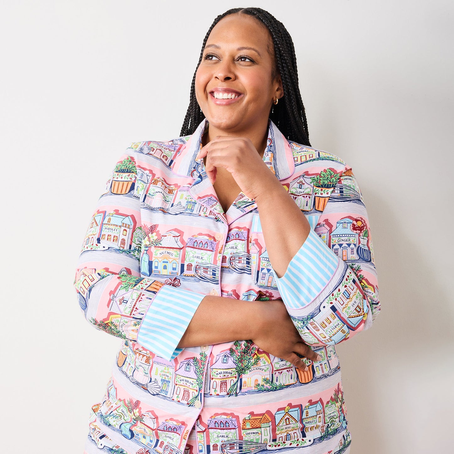 Ensemble pyjama long rose Lenox Spice Village x Printfresh Kitchen