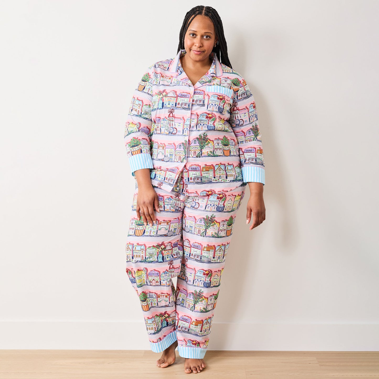Ensemble pyjama long rose Lenox Spice Village x Printfresh Kitchen