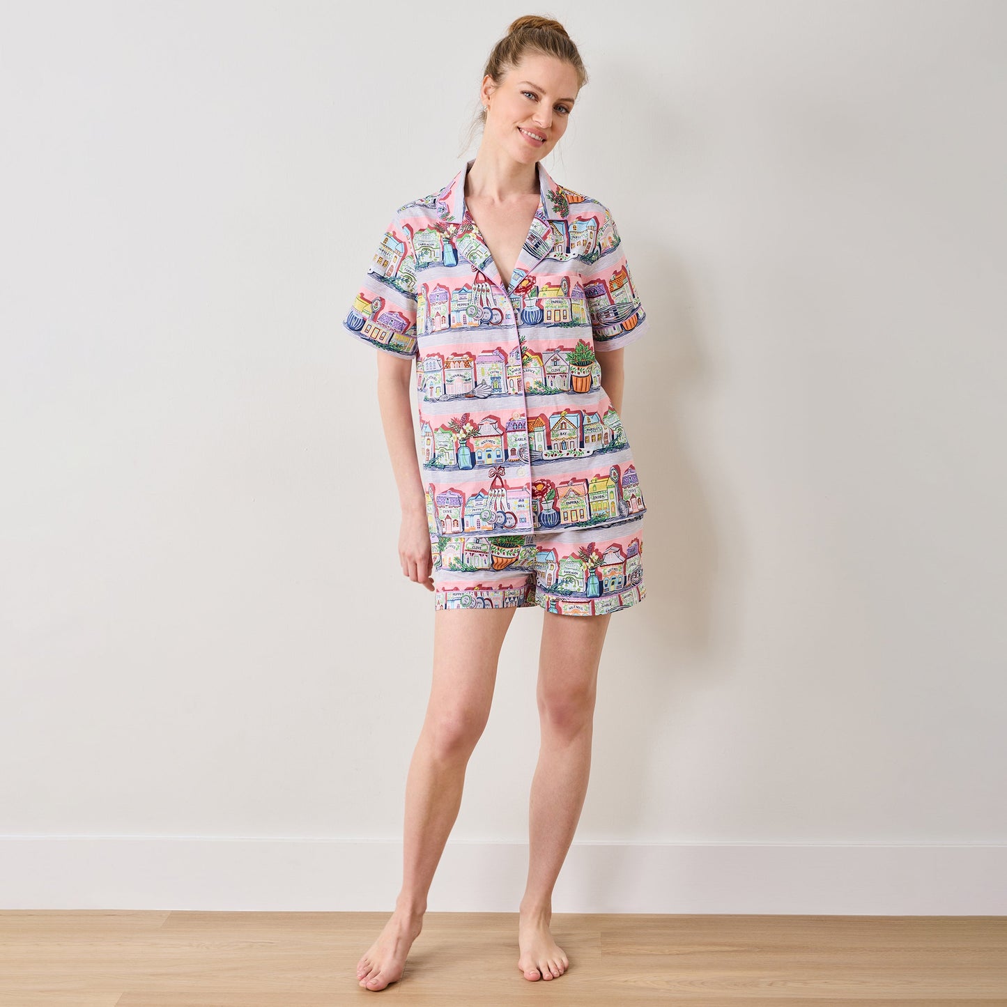 Ensemble pyjama court de cuisine rose Lenox Spice Village x Printfresh
