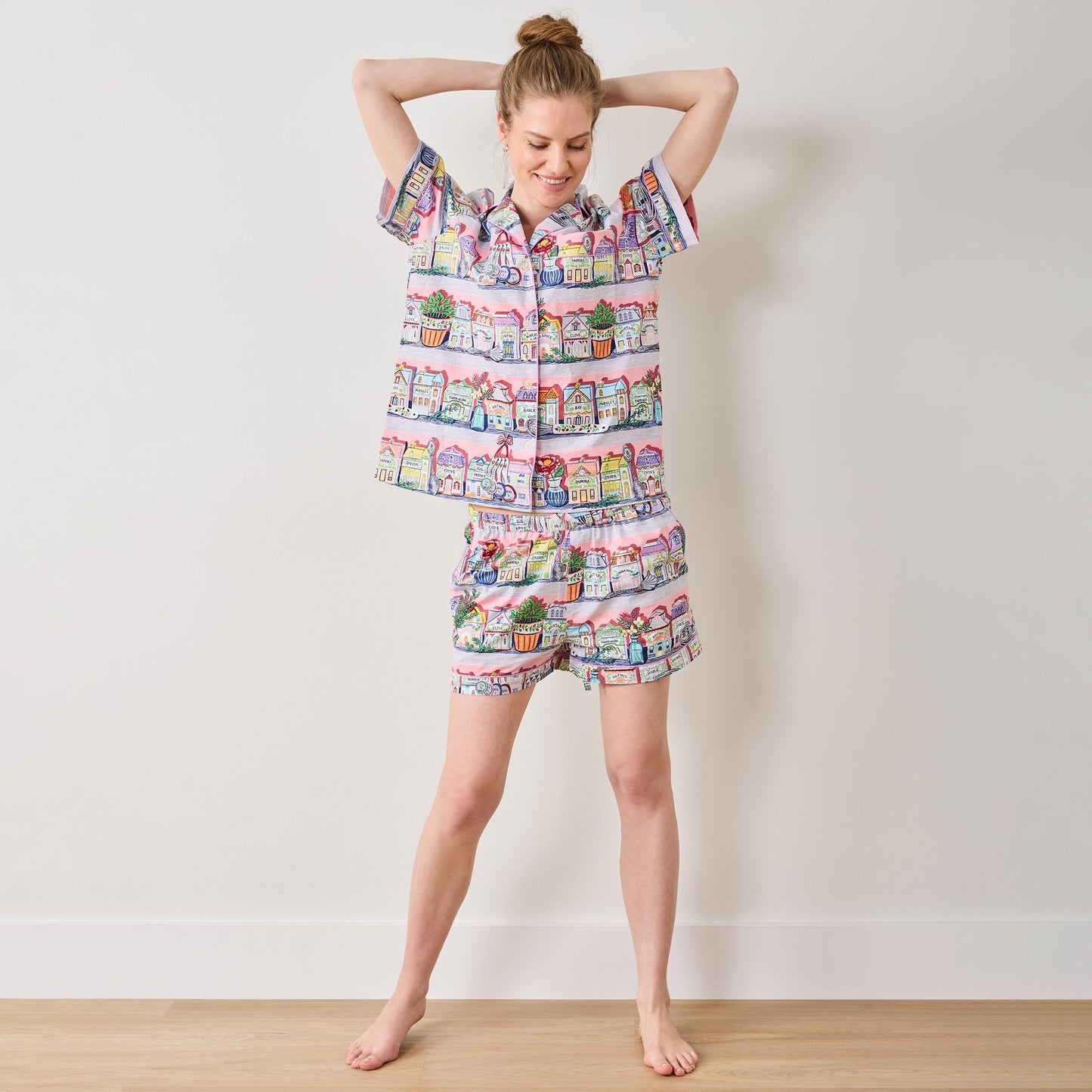 Ensemble pyjama court de cuisine rose Lenox Spice Village x Printfresh