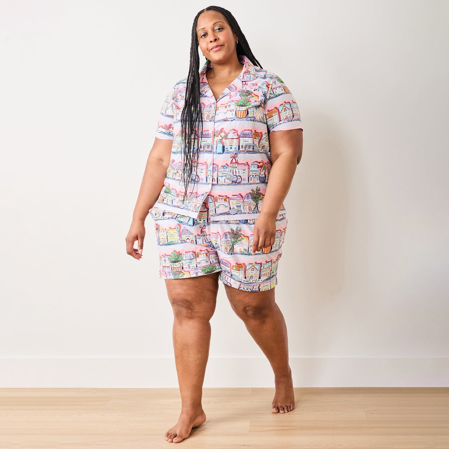 Ensemble pyjama court de cuisine rose Lenox Spice Village x Printfresh