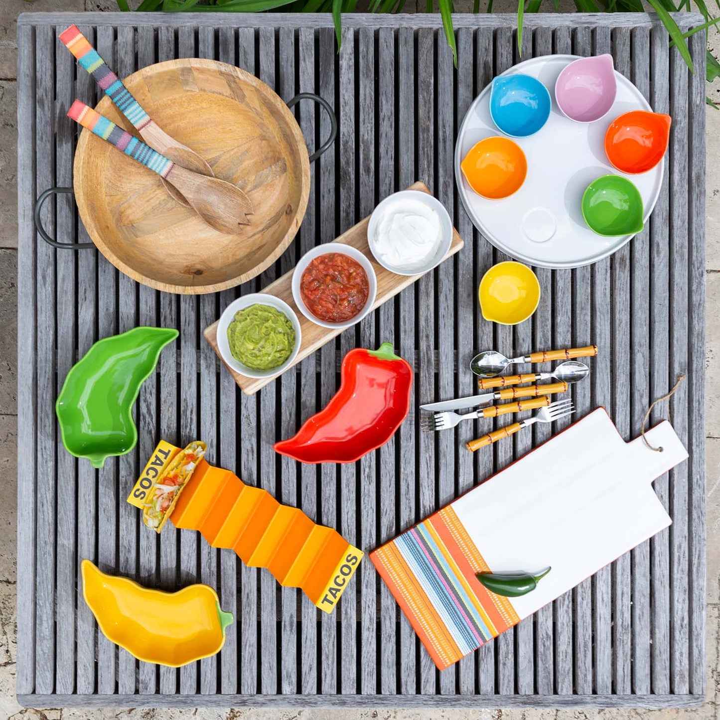 Ensemble de couverts 20 pièces avec manche en bambou