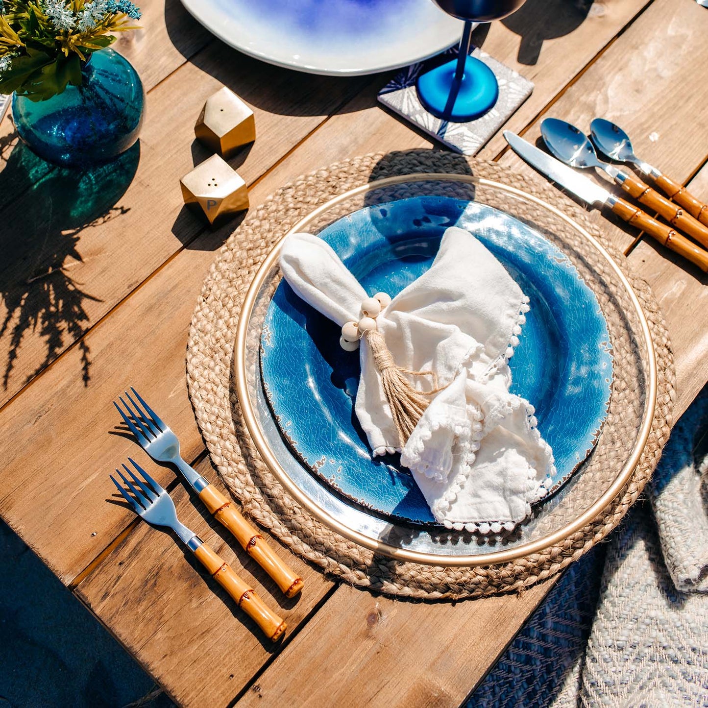 Ensemble de couverts 20 pièces avec manche en bambou