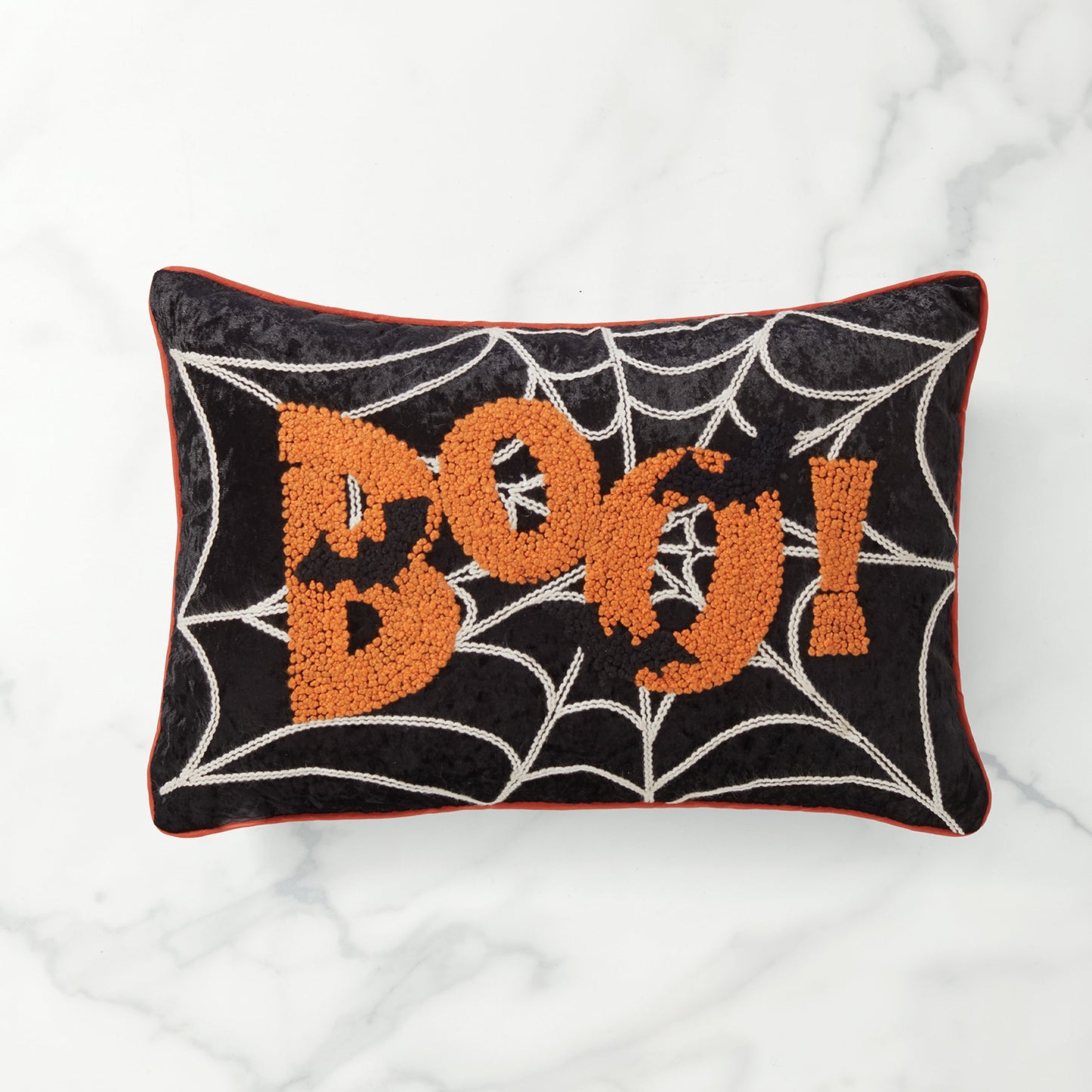 Coussin perlé d'Halloween Boo! Web &amp; Bats 14x20