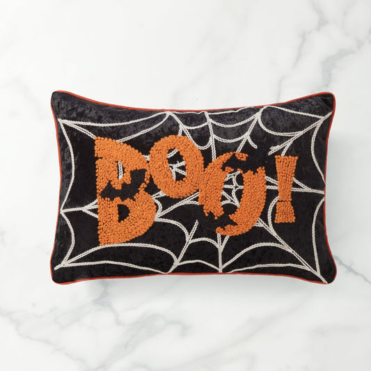 Coussin perlé d'Halloween Boo! Web &amp; Bats 14x20