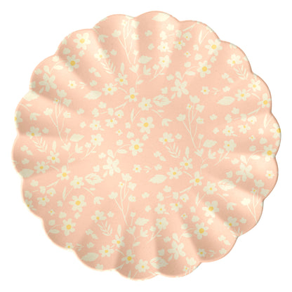 Grandes assiettes réutilisables en bambou à motif floral, lot de 6