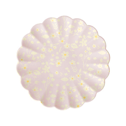 Petites assiettes réutilisables en bambou à motif floral, lot de 6