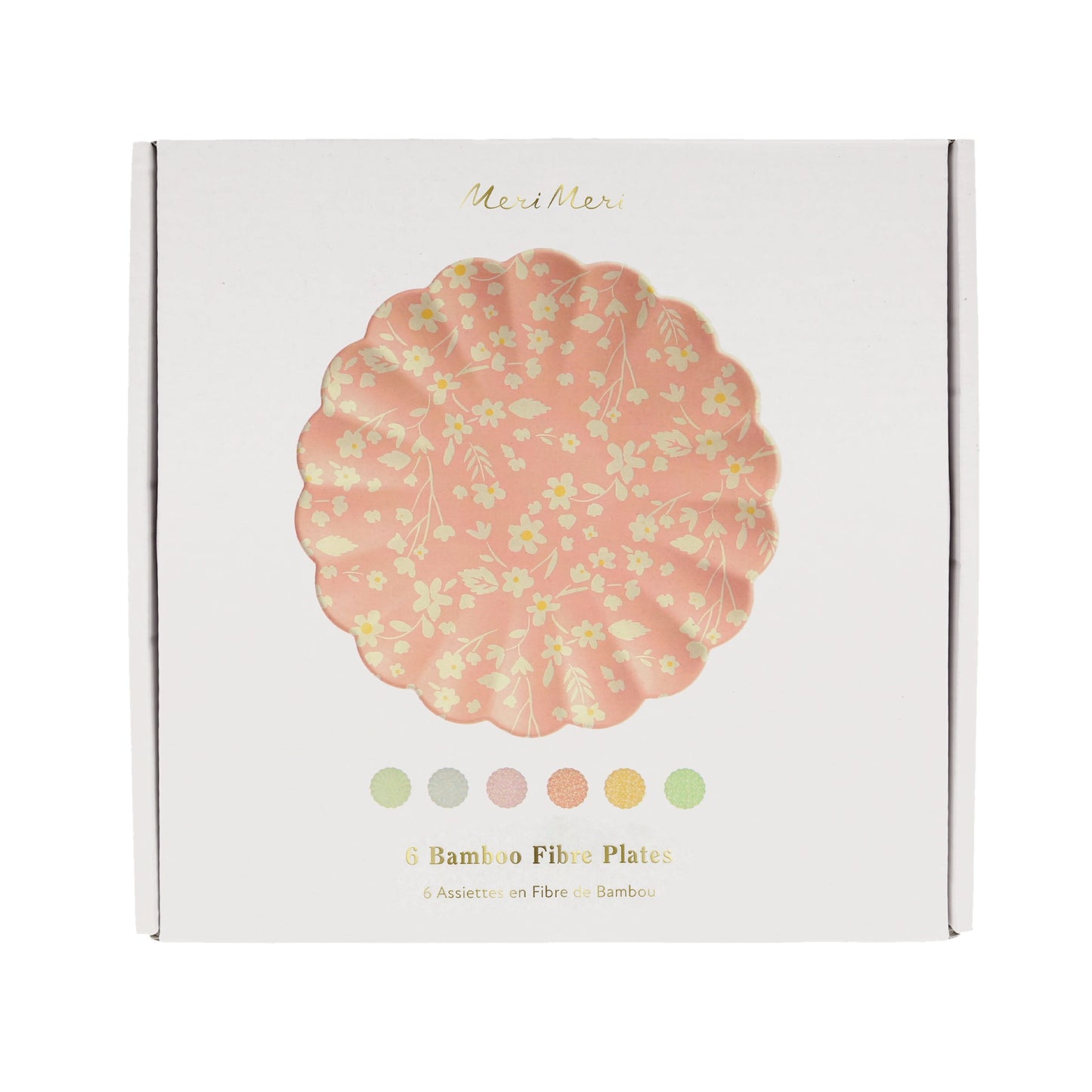 Petites assiettes réutilisables en bambou à motif floral, lot de 6