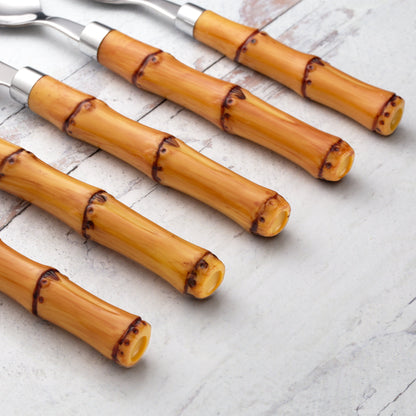 Ensemble de couverts 20 pièces avec manche en bambou
