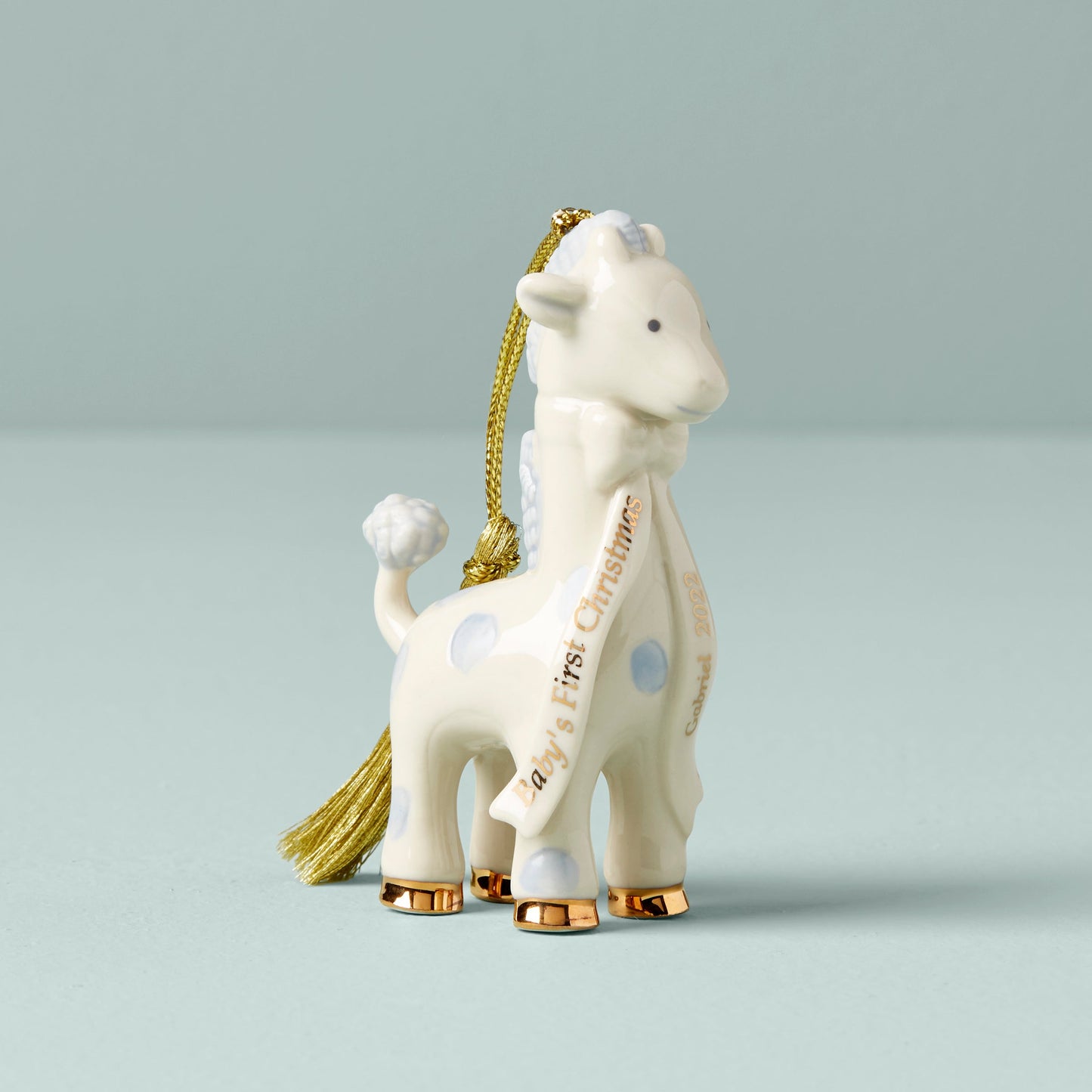 Décoration de girafe bleue personnalisée pour bébé