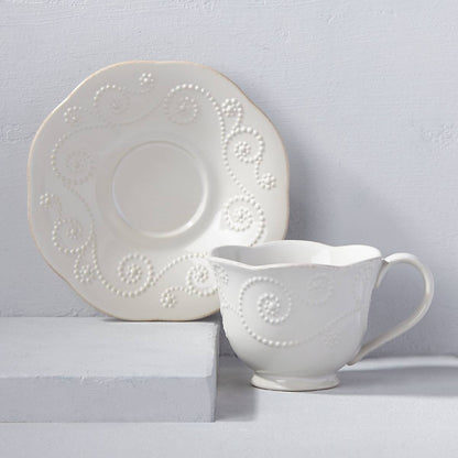 Tasse et soucoupe blanches French Perle