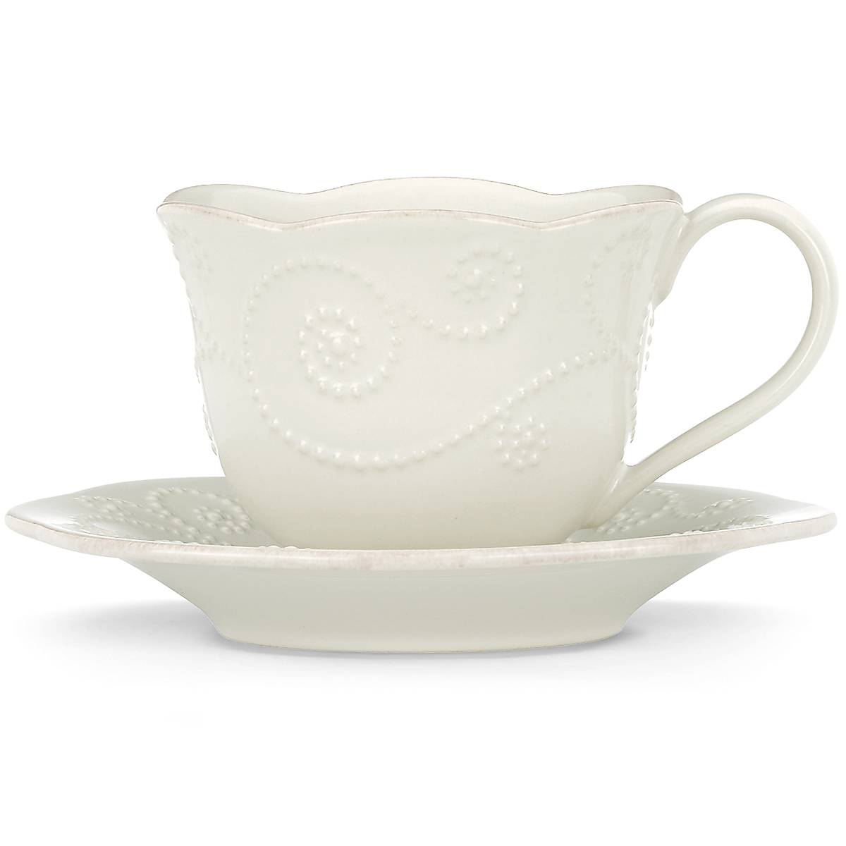 Tasse et soucoupe blanches French Perle