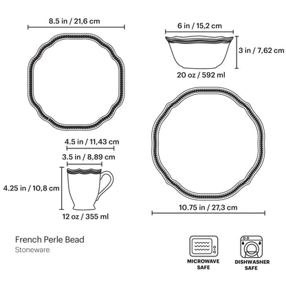 Service de table 4 pièces en perles blanches françaises