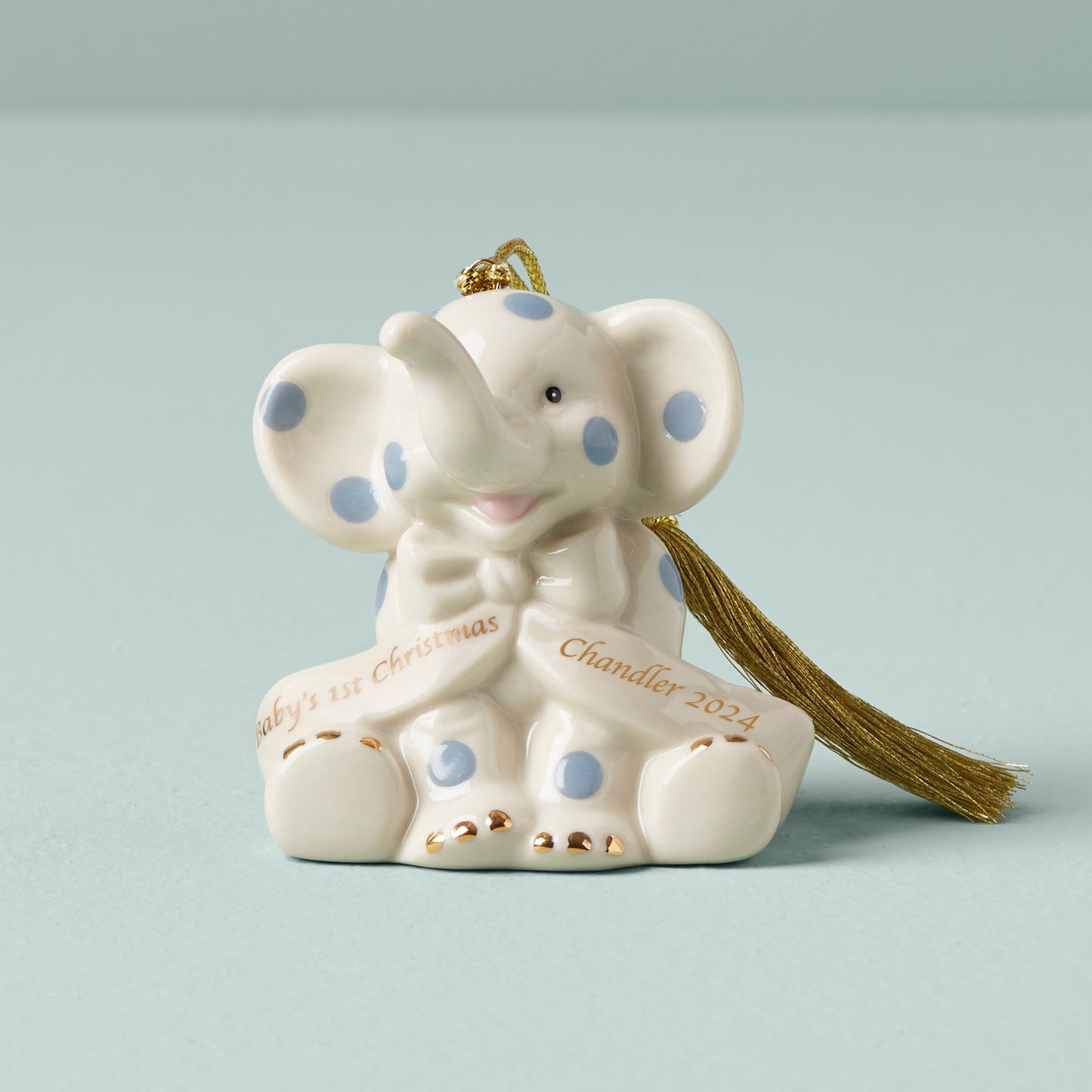 Ornement d'éléphant bleu personnalisé