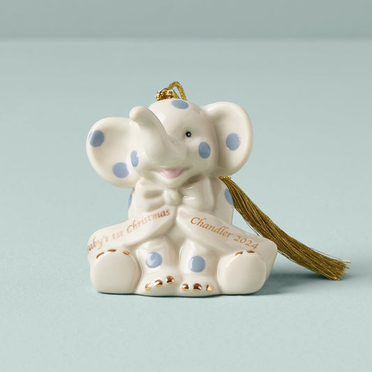 Ornement d'éléphant bleu personnalisé