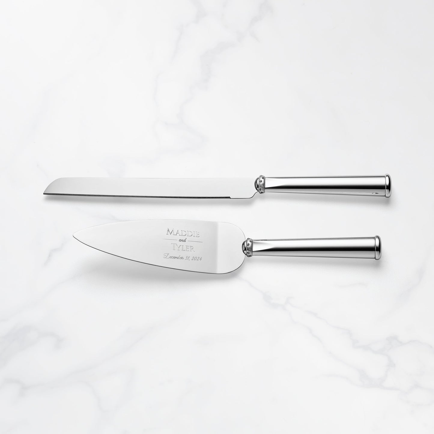 Ensemble de 2 couteaux et pelles à gâteau personnalisés Devotion