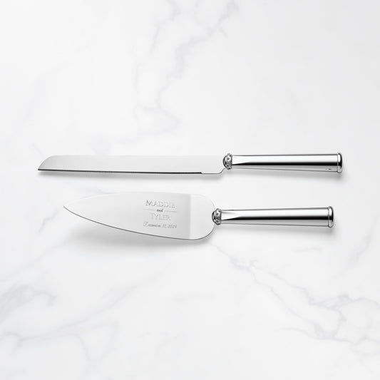 Ensemble de 2 couteaux et pelles à gâteau personnalisés Devotion