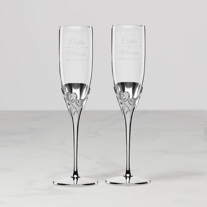 Ensemble de flûtes à champagne personnalisées True Love, 2 pièces