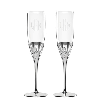 Ensemble de flûtes à champagne personnalisées True Love, 2 pièces