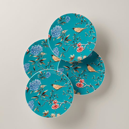 Assiettes décoratives turquoise Sprig &amp; Vine - Lot de 4