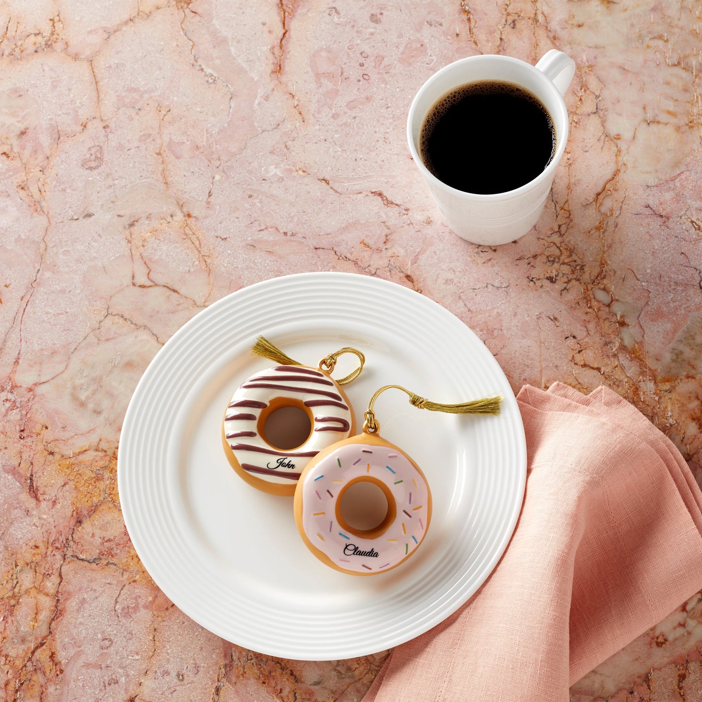 Ensemble de 2 décorations de beignet personnalisées