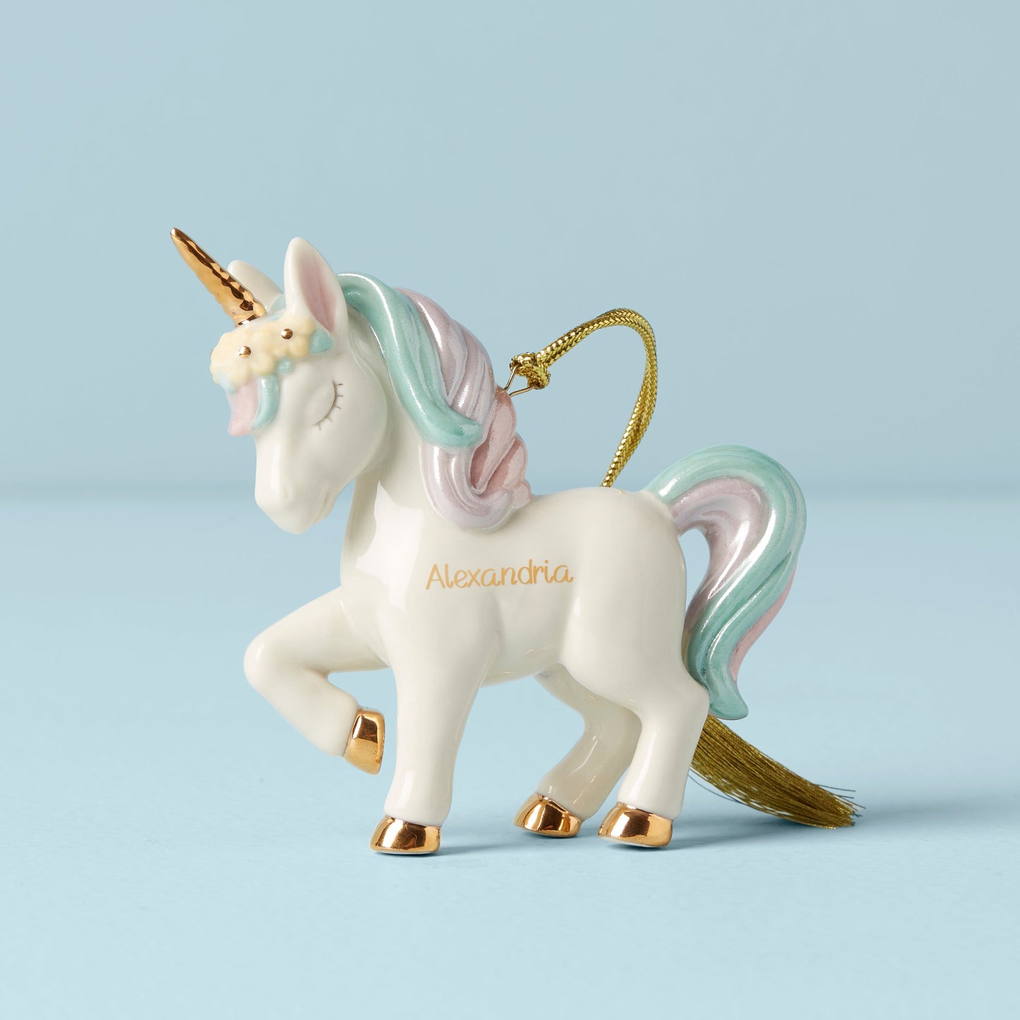 Ornement de licorne cabrée personnalisé